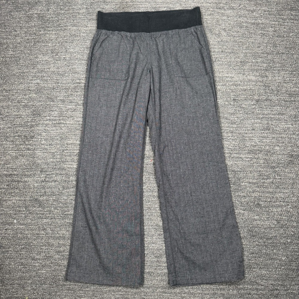 PRANA Mantra Pants Women Medium Wide Leg Hemp Hippie Gray Retreat Yoga W41180478